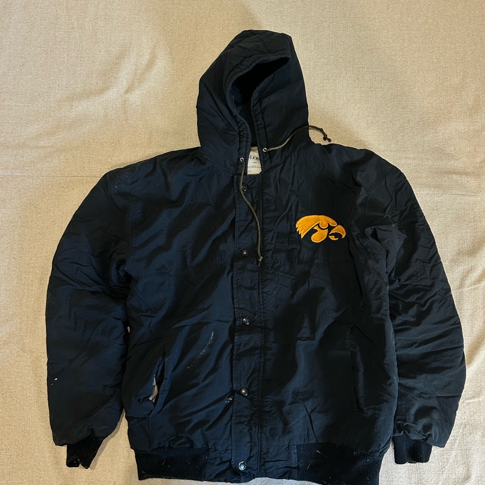 Black Hooded Jacket with Yellow Logo